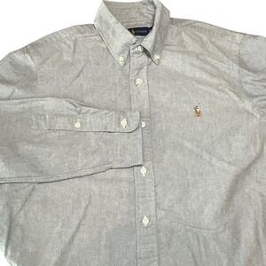 Ralph Lauren Men's Grey Button Down Long Sleeve Oxford Shirt Size M
